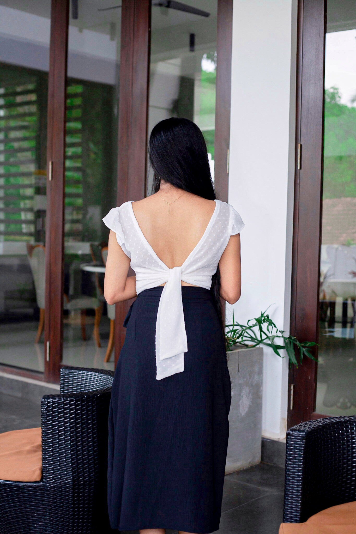 White Back Tie Crop Top