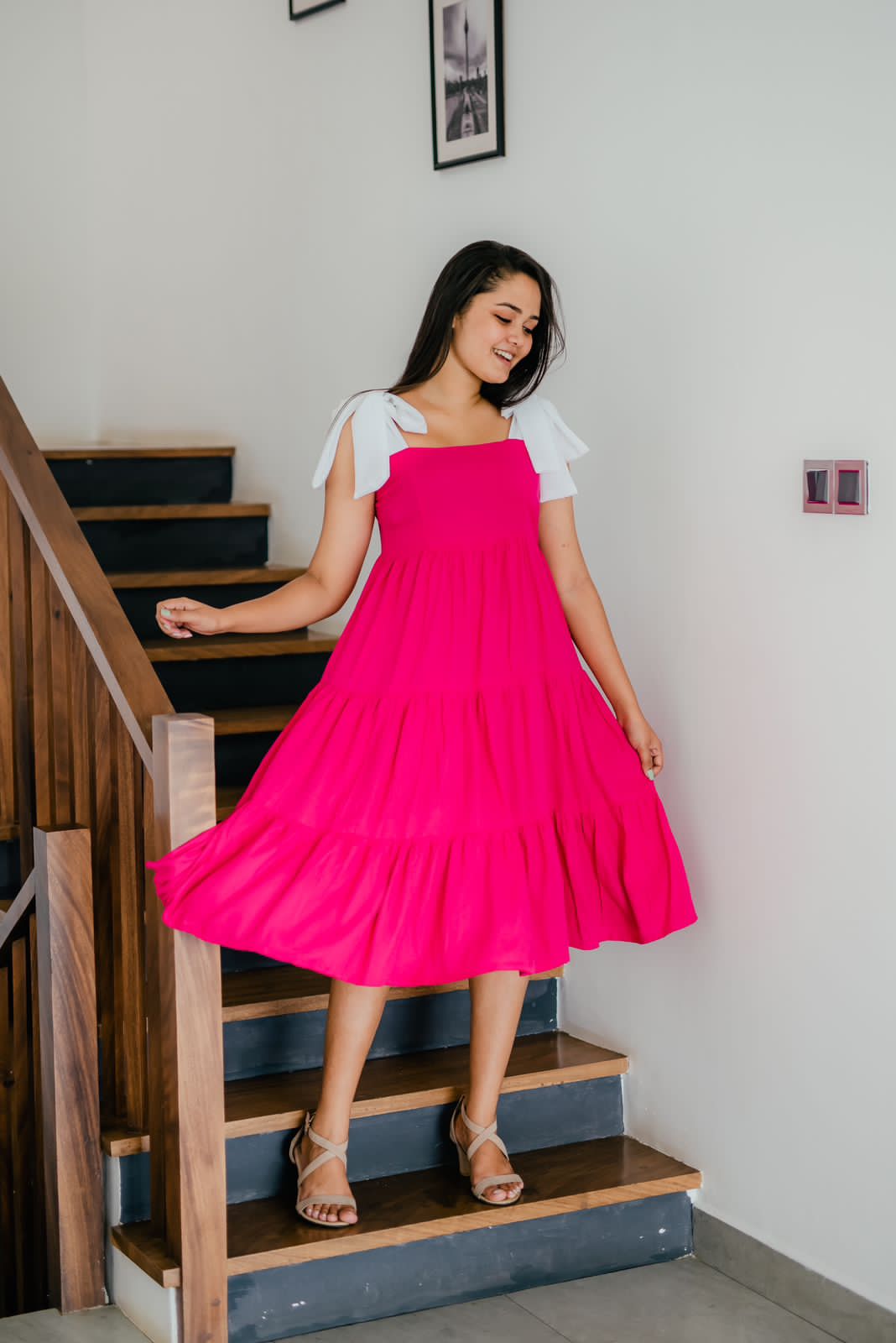Comfy Stripe Pink and White Dress