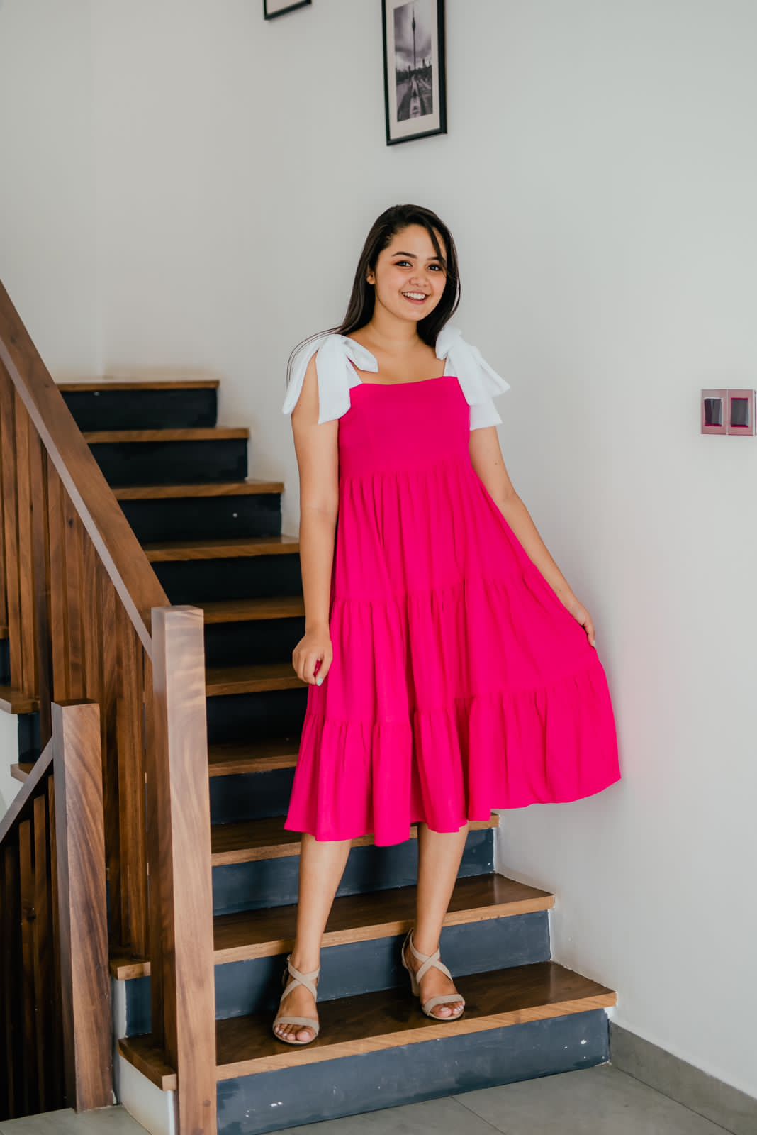 Comfy Stripe Pink and White Dress