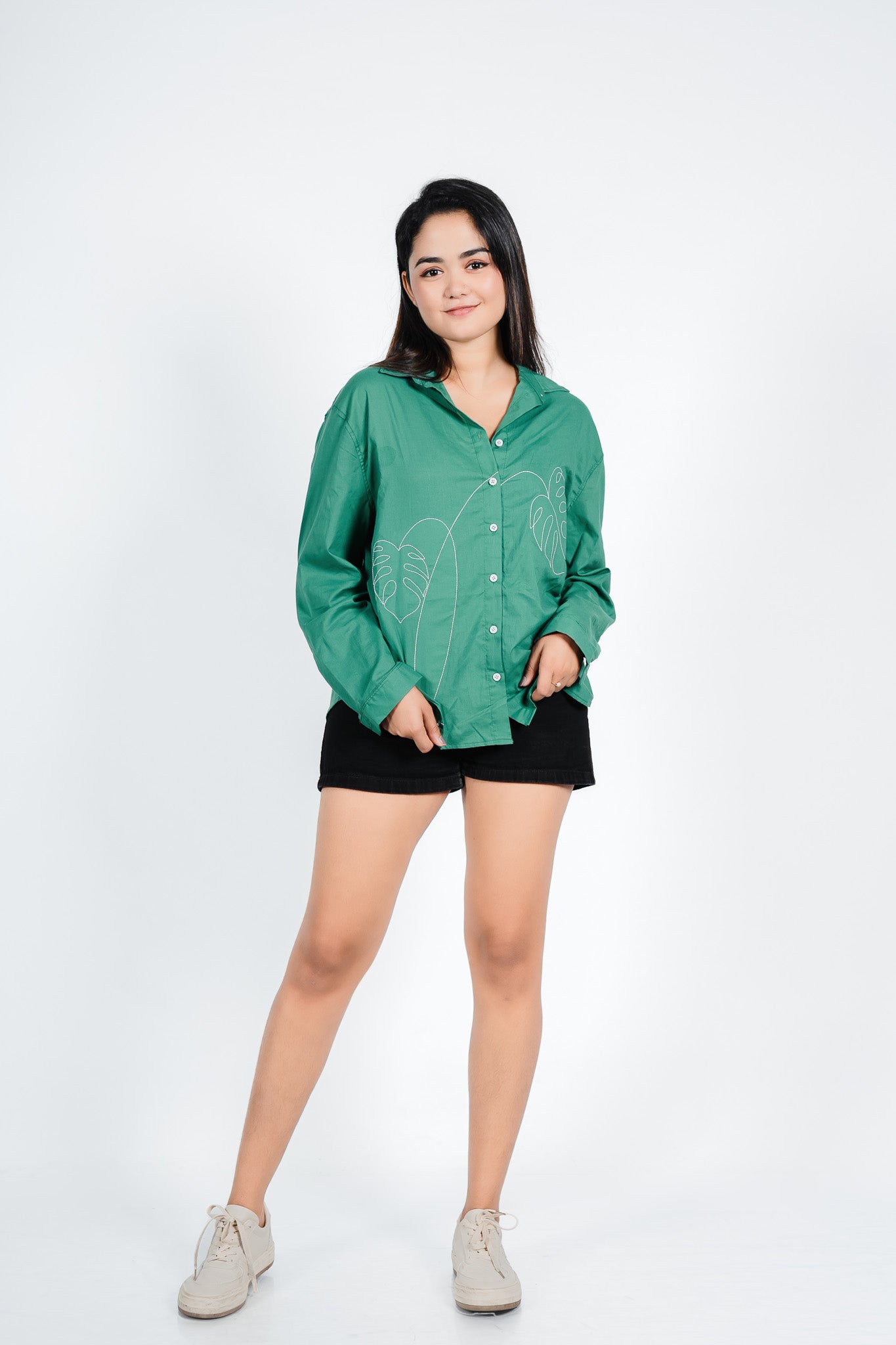 Embroidery Monsters Leaves Shirt