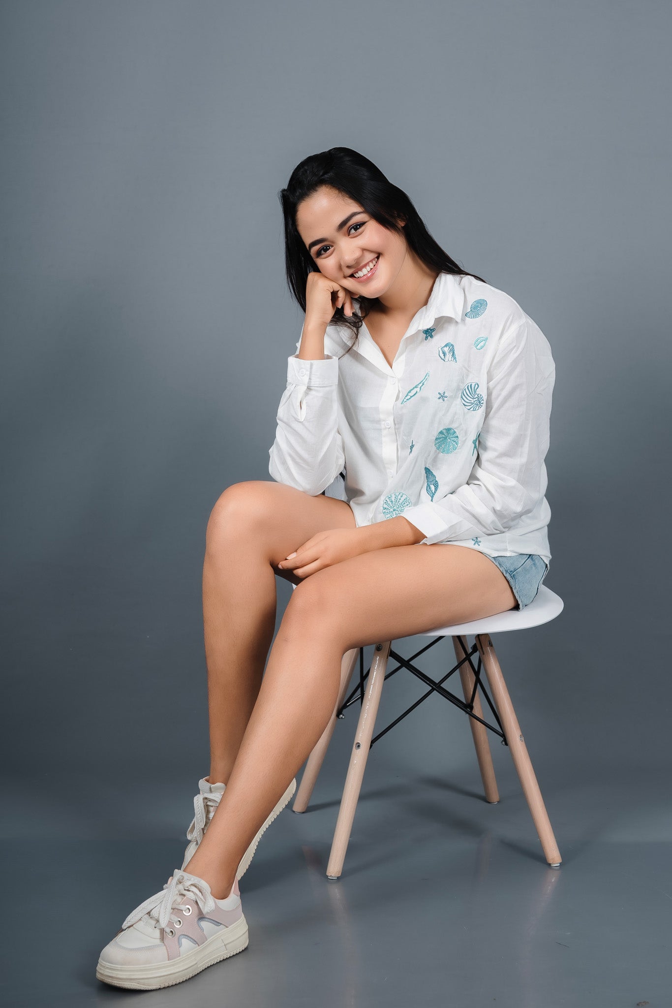 Seashells Embroidery Shirt