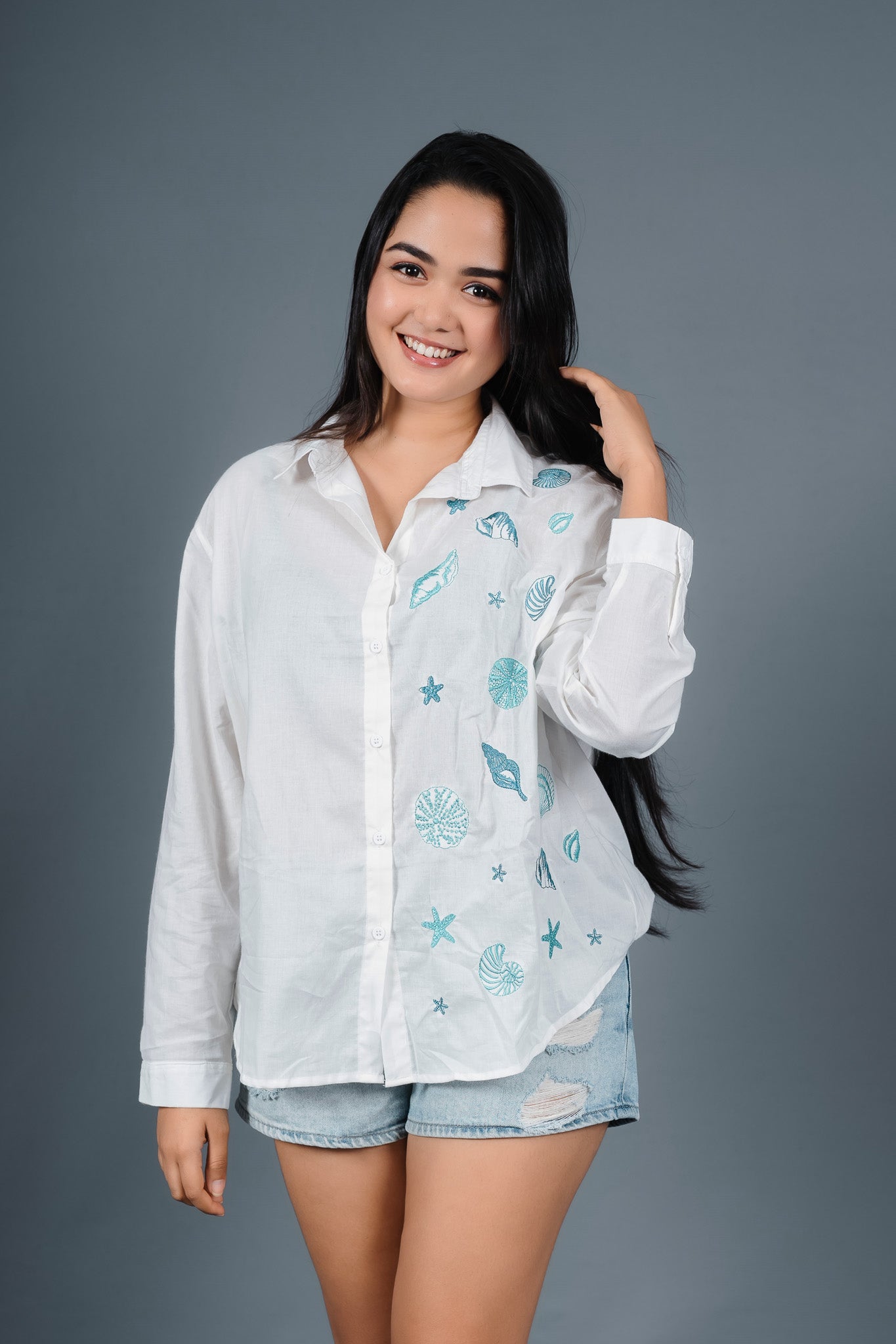 Seashells Embroidery Shirt