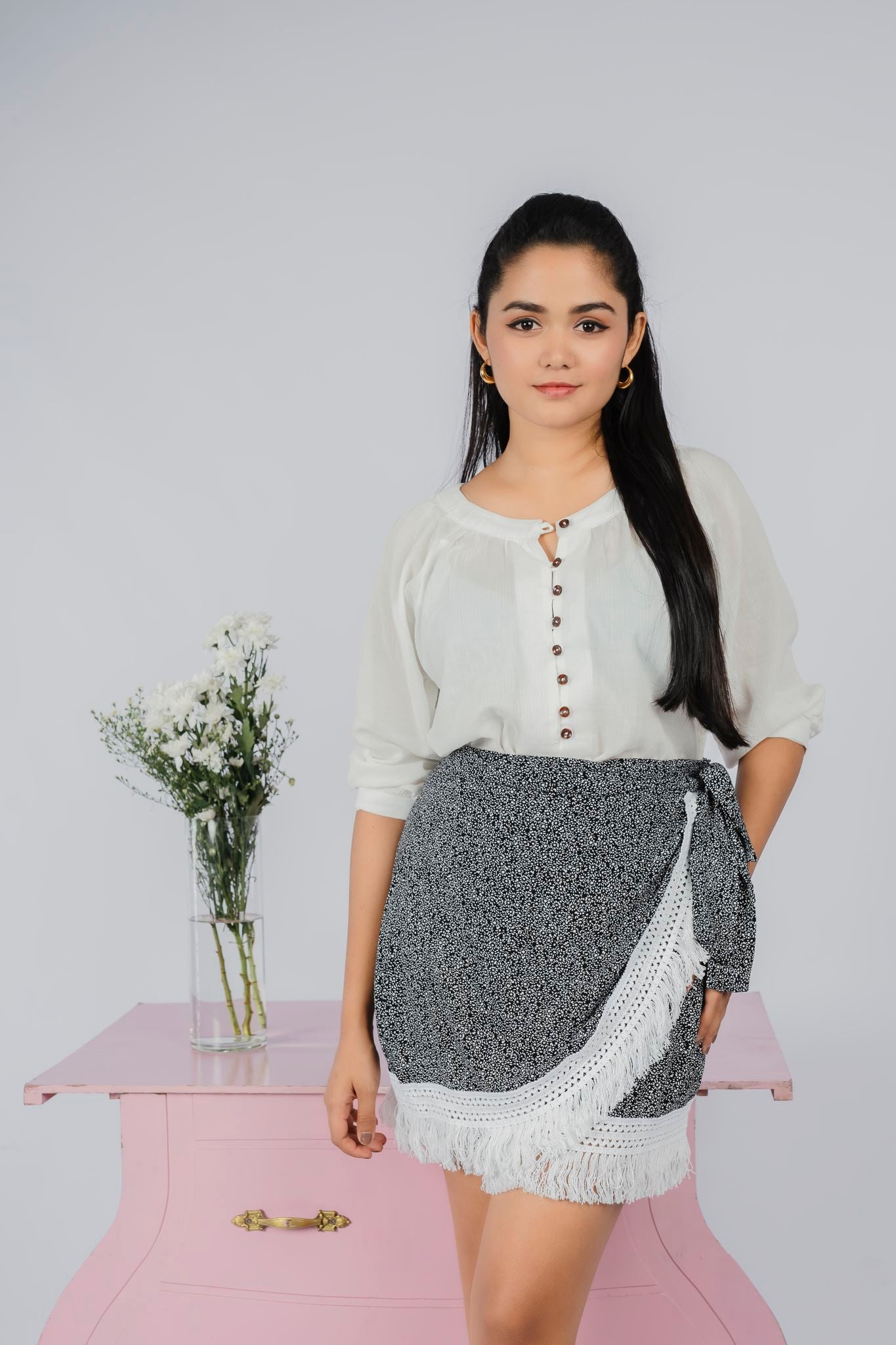 Wrap Printed Mini Skirt
