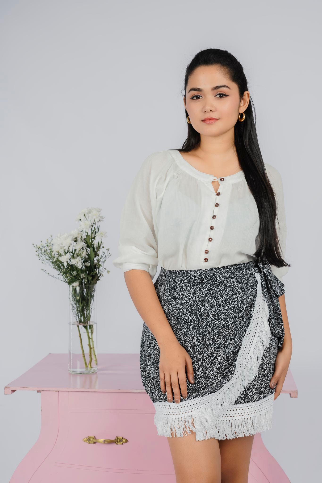 Wrap Printed Mini Skirt
