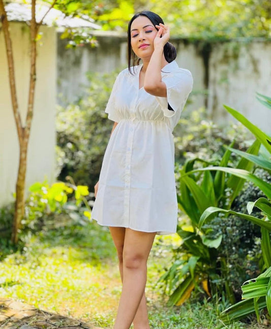 Gather Short Shirt Dress