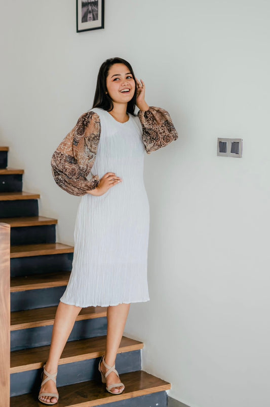Comfy Printed Balloon Sleeve Dress
