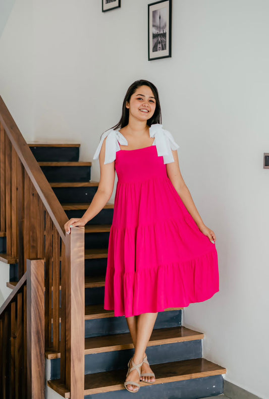 Comfy Stripe Pink and White Dress