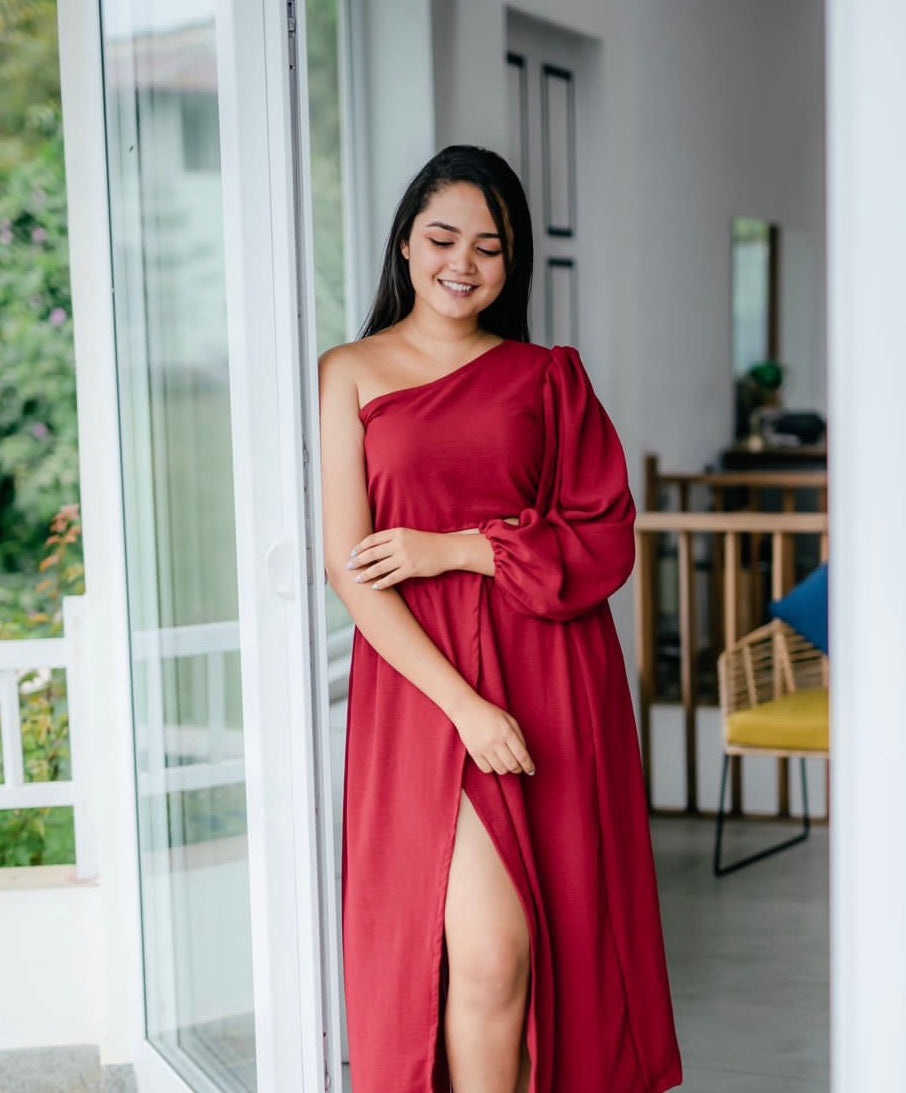 One-Shoulder Crop Top and Wraparound Skirt