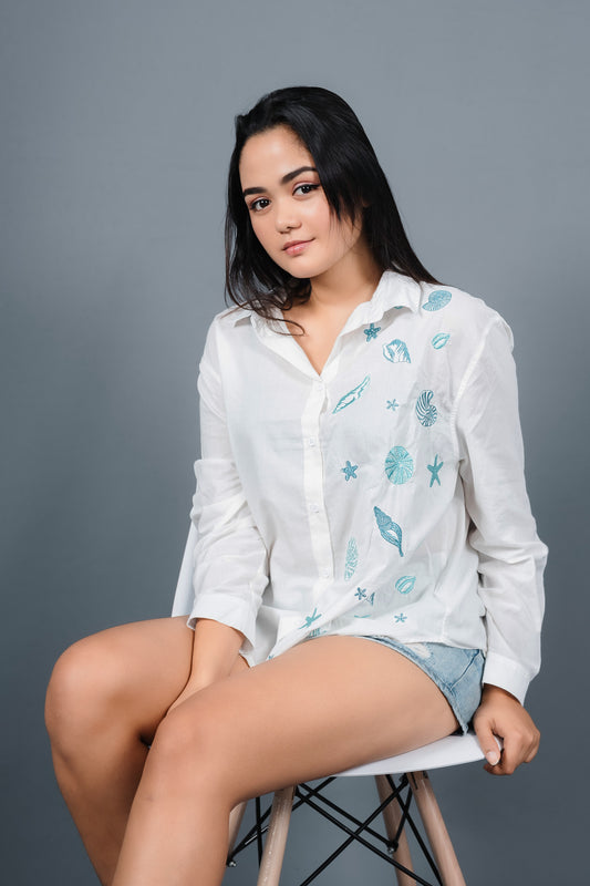 Seashells Embroidery Shirt