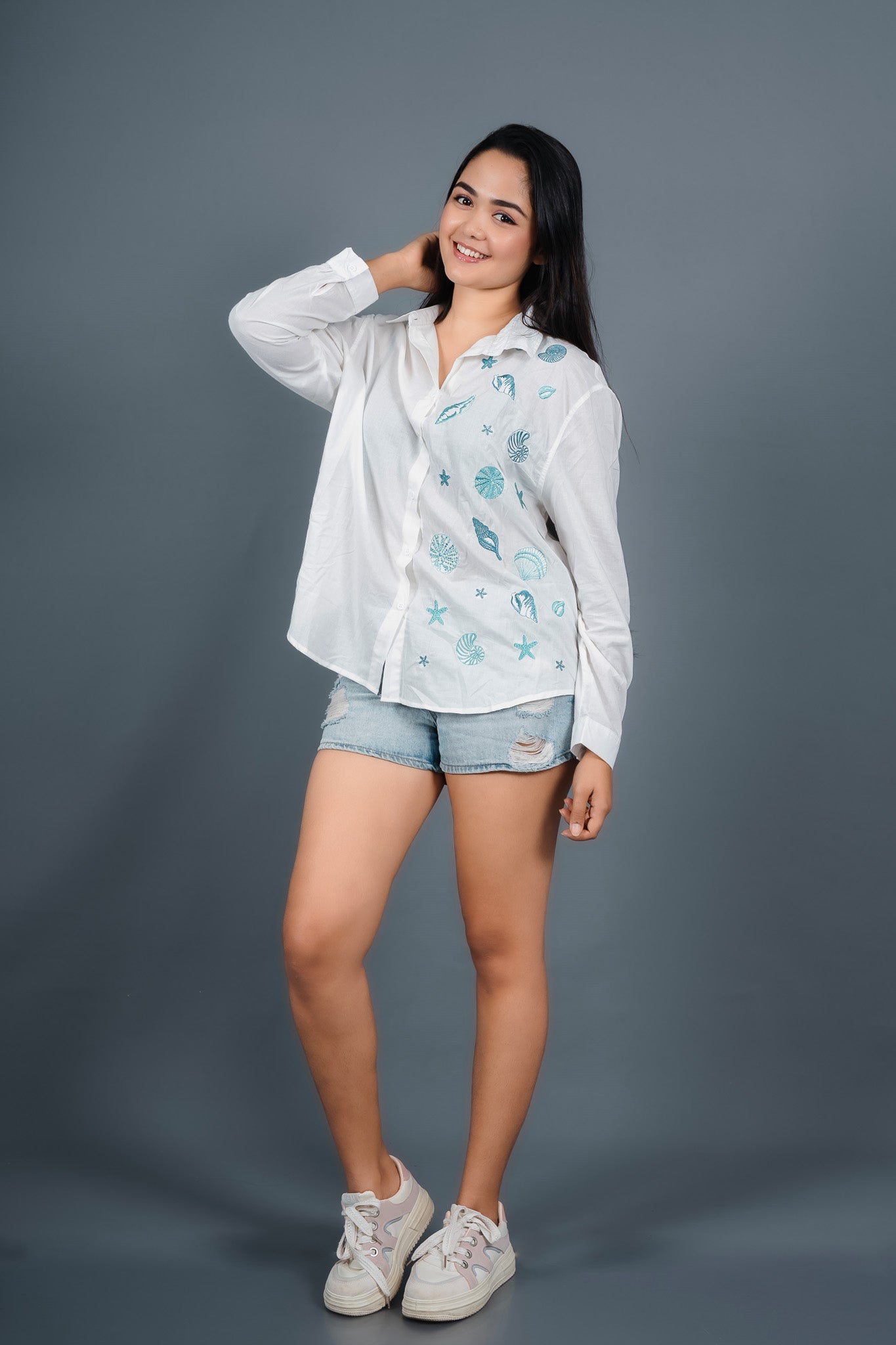 Seashells Embroidery Shirt